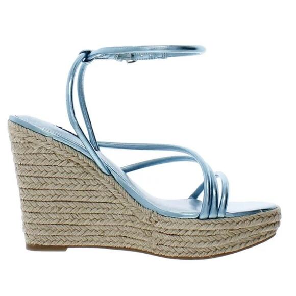 Nine West Blue Hipsta 3 Espadrille Platform Sandals 9.5 New - Picture 2 of 11